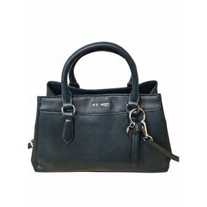 Nine West Selina Satchel Handbag Womens Teal Blue Crossbody Multi-Pocket